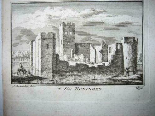 150 / Honingen het Slot Kopergravure 18e Eeuw, Antiek en Kunst, Kunst | Etsen en Gravures, Ophalen of Verzenden