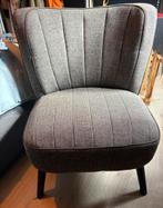 Retro look fauteuil grijs met leren bies, Huis en Inrichting, Fauteuils, Ophalen, Minder dan 75 cm, Zo goed als nieuw, Stof