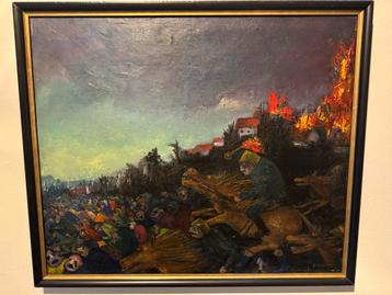 Fraai olieverfschilderij op doek van Sylvain Beerens, 63x53 beschikbaar voor biedingen