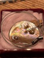 Zilveren ketting met hanger van parelmoer, Ophalen, 4 tot 7 cm, Zo goed als nieuw, Met parel