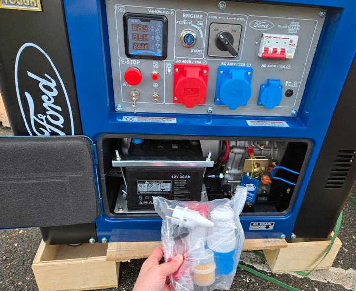 Ford Diesel Generator 2025 8.1kva krachtstroom NIEUW!, Doe-het-zelf en Verbouw, Aggregaten, Nieuw, Dieselolie, 5 tot 10 kVA, Elektrisch startend