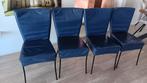 Leren blauwe design stoelen, Huis en Inrichting, Stoelen, Ophalen, Gebruikt, Blauw, Leer