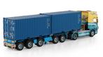 WSI SCANIA 4+ COMBI TRAILER + 2X 20FT - JOHN V.D. MAD, Hobby en Vrije tijd, Modelauto's | 1:50, Wsi, ., Nieuw, Ophalen of Verzenden