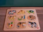 De Groene Merel houten puzzel dieren Goki 9 noppen, Ophalen of Verzenden, Zo goed als nieuw