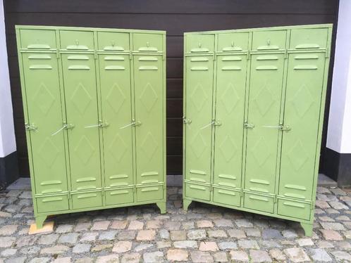 Set vintage industriële Lockerkasten jaren 1950’s, Huis en Inrichting, Kasten | Kledingkasten, Gebruikt, Ophalen