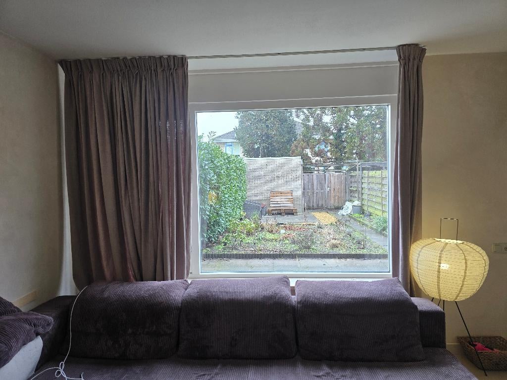 Taupe gordijnen, Ophalen, 200 cm of meer, Beige, Zo goed als nieuw