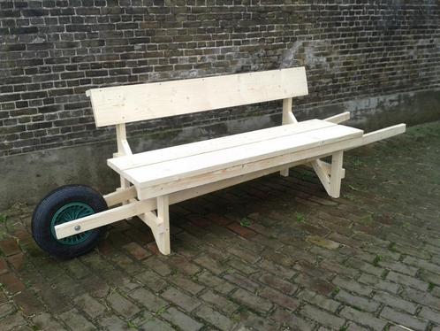kruiwagenbank verrijdbare tuinbank steigerhout, Tuin en Terras, Tuinbanken, Nieuw, Hout, Ophalen of Verzenden