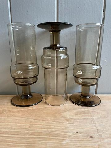Vintage Willem Heesen fumé flutes glazen Aruba 1966. beschikbaar voor biedingen