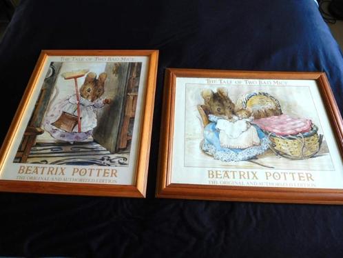 2X Poster Ingelijst Beatrix Potter, The Tale of Two Bad Mice, Antiek en Kunst, Kunst | Tekeningen en Foto's, Ophalen