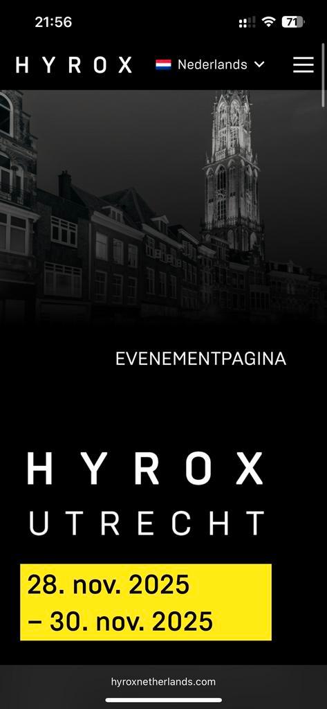 Hyrox Utrecht mens solo Saturday geen Flex ticket, Tickets en Kaartjes, Evenementen en Festivals, Eén persoon