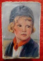 ~1930 portret van een Vollendamse vissertje, JV monogram, Antiek en Kunst, Kunst | Schilderijen | Klassiek, Ophalen of Verzenden