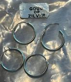 Oorbellen 4 ringetjes goud op zilver gemerkt 1,5 cm, Ophalen of Verzenden, Zo goed als nieuw, Goud