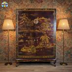 Vintage Chinese kast (rood/goud) traditioneel tafereel boho, Antiek en Kunst, Antiek | Meubels | Kasten, Ophalen of Verzenden