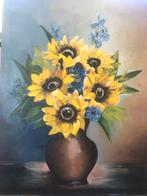 Zonnebloemen in vaas - Olieverf 70x50, Antiek en Kunst, Kunst | Schilderijen | Klassiek, Ophalen