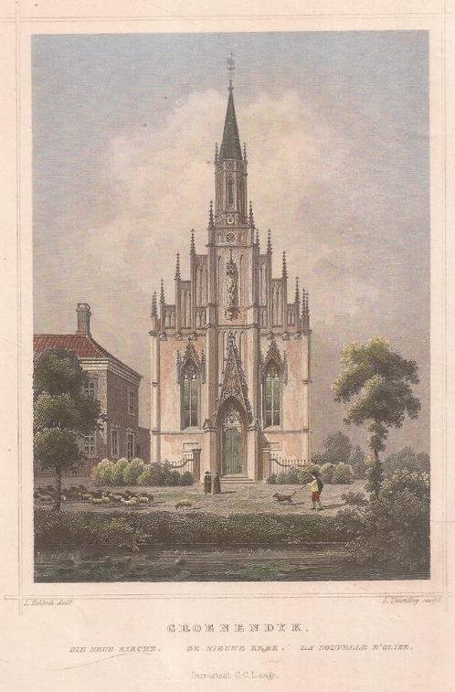 Groenendyk. Die neue kirche / de nieuwe kerk / la nouvelle e, Antiek en Kunst, Kunst | Etsen en Gravures, Ophalen of Verzenden
