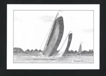 Friesland Zeilen Skutsjesilen Pentekening. beschikbaar voor biedingen