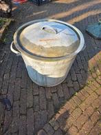 Oude zinken wastobbe met deksel, Ophalen, Gebruikt