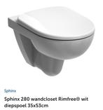 Sphinx 280 wandcloset Rimfree wit diepspoel 35x53cm, Nieuw, Toilet, Ophalen of Verzenden