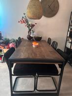 Stoere mangohouten eettafel met stalen frame, Gebruikt, 100 tot 150 cm, Ophalen of Verzenden, Vijf personen of meer