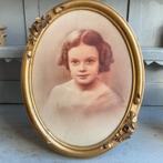 Oude vergulde lijst met roosjes *tres jolie Duiven*, Verzenden, Hout