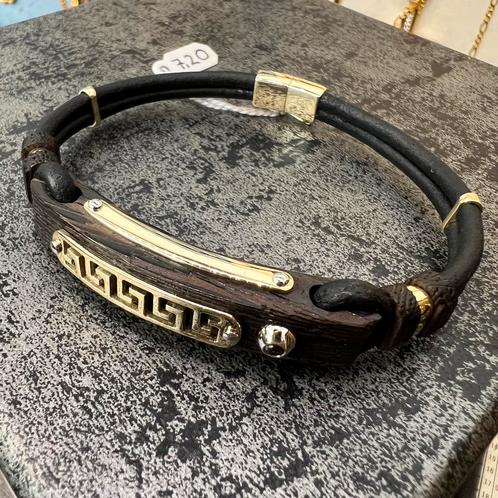 14k gouden armband met leder band versace model, Sieraden, Tassen en Uiterlijk, Armbanden, Ophalen of Verzenden