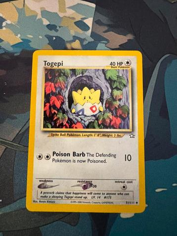 Pokémon kaart Togepi #51 Neo Genesis beschikbaar voor biedingen