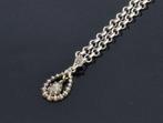 Roosdiamant antiek 14k gouden hanger jasseron ketting zilver, Ophalen of Verzenden, Goud, Ketting, Met edelsteen