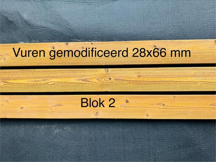 Gemodificeerd Vuren 28x66mm - 4.2m (ca. 41 stuks), Doe-het-zelf en Verbouw, Hout en Planken, Nieuw, Plank, Vuren, 300 cm of meer