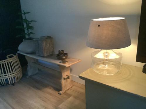 Mooie Riviera Maison glazen Lampenvoet met Kap van RM €30.00, Huis en Inrichting, Lampen | Tafellampen, Nieuw, Minder dan 50 cm