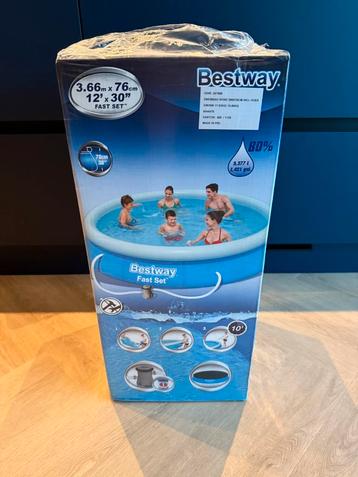 NIEUW. Bestway zwembad rond blauw 360 x 76cm met pomp. NIEUW beschikbaar voor biedingen