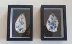 2 schilderijtjes met oesterschelpen, Ophalen of Verzenden, Minder dan 50 cm, Schilderij, Minder dan 50 cm