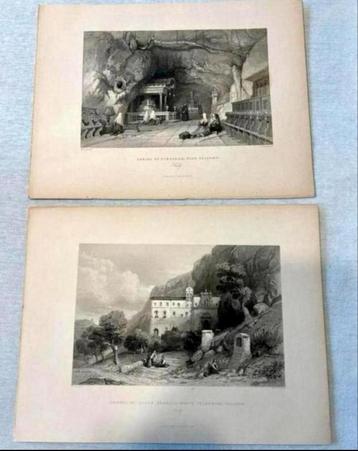 2X Antieke fotos 1839 chapel santa rosalia, shrine strosalia beschikbaar voor biedingen