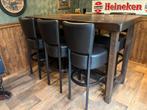 Mooie statafel stamtafel bartafel met 6 krukken, Huis en Inrichting, Tafels | Statafels, Ophalen, Gebruikt