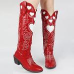 Hoge rode dames laarzen met hartjes / cowboy cowgirl boots, Kleding | Dames, Schoenen, Verzenden, Nieuw, Rood, Hoge laarzen