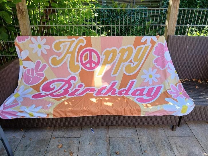 Spandoek met Happy Birthday, Hobby en Vrije tijd, Feestartikelen, Zo goed als nieuw, Versiering, Verjaardag, Ophalen of Verzenden