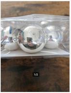 6 zilverkleurige kerstballen 4cm van glas, Diversen, Kerst, Onbekend, Ophalen of Verzenden, Zo goed als nieuw, Losse verkoop