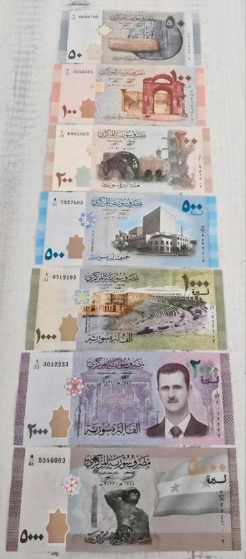 Syrische Bankbiljetten Collectie (7 Stuks) UNC beschikbaar voor biedingen