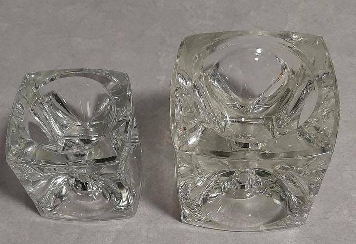 2 SKLO vintage kaarsenstandaards, Antiek en Kunst, Antiek | Glas en Kristal, Ophalen of Verzenden