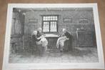 Antieke gravure - Weezen van Katwijk (Jozef Israëls) 1875 !!, Antiek en Kunst, Ophalen of Verzenden
