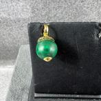 Gouden Hanger | 14k | 2,57g | ronde malachiet | 356881, Ophalen of Verzenden, Gebruikt, Goud, Goud