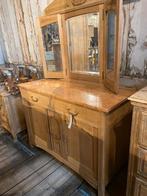 Frans eiken kast commode met drieluik spiegel