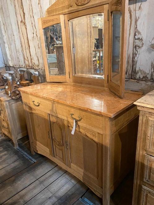 Frans eiken kast commode met drieluik spiegel, Antiek en Kunst, Antiek | Meubels | Kasten, Ophalen