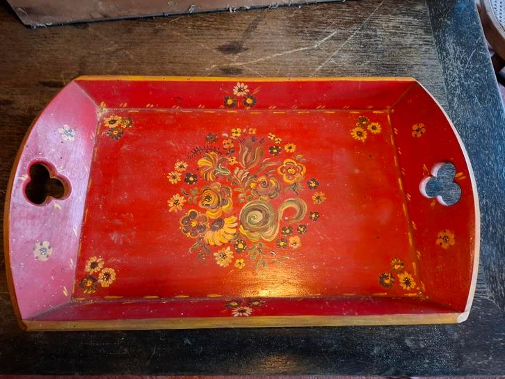 Handgeschilderd Dienblad met Bloemen, Huis en Inrichting, Woonaccessoires | Dienbladen, Ophalen