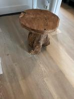 Houten kruk/bijzettafel, Huis en Inrichting, Stoelen, Ophalen, Gebruikt, Bruin, Eén