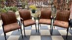 4 eetkamerstoelen de  Bommel cognac kleur met staal, Ophalen, Overige kleuren, Zo goed als nieuw, Vier