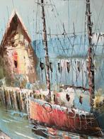 GEWELDIG MOOI MARITIEM OLIEVERF OP DOEK GESIGNEERD 60X50 CM, Antiek en Kunst, Kunst | Schilderijen | Klassiek, Ophalen of Verzenden