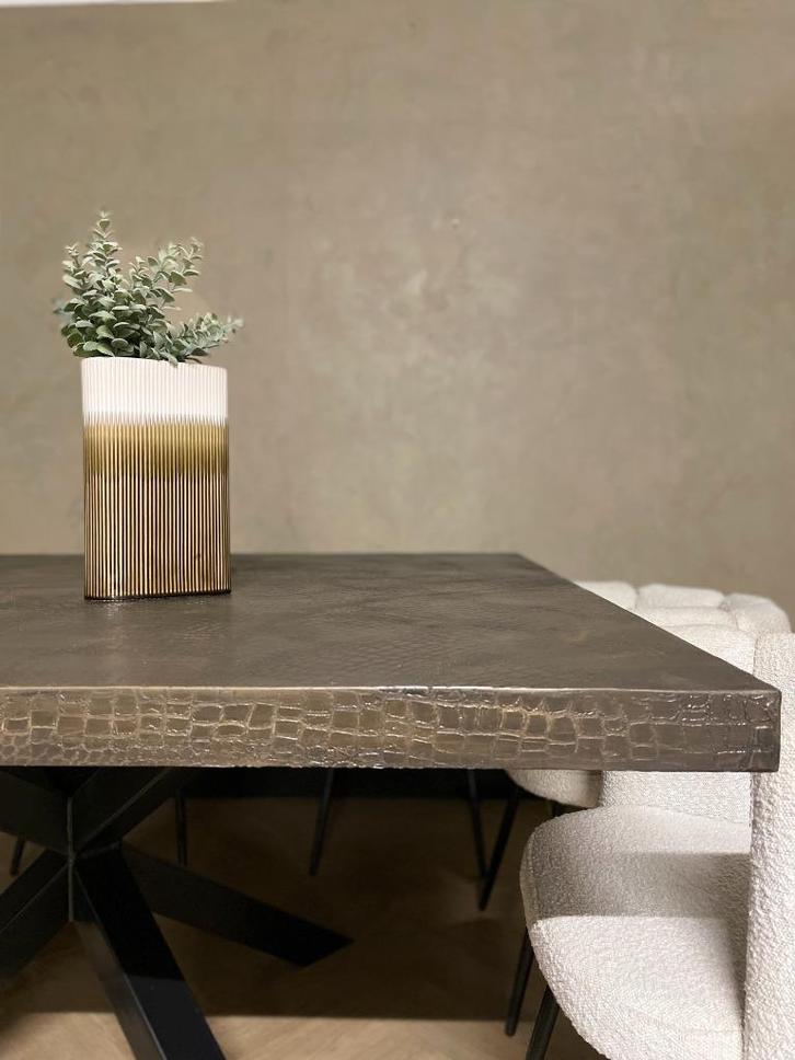 Vierkante eettafel CROCOSTRUCTUUR | maatwerk, Huis en Inrichting, Tafels | Eettafels, Nieuw, 150 tot 200 cm, 150 tot 200 cm, Vijf personen of meer