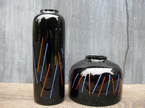 SET VAZEN CRYSTALEX MARCELA VOSMIKOVA TJECHIE DESIGN, Huis en Inrichting, Woonaccessoires | Vazen, Gebruikt, Zwart, Minder dan 50 cm