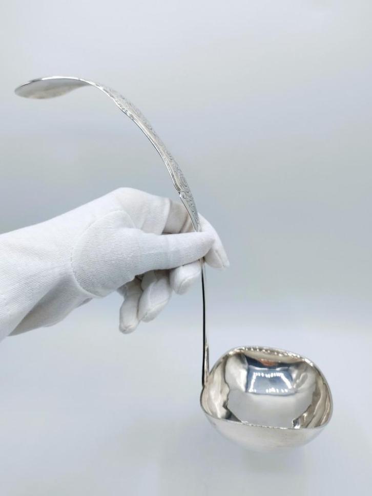 Zilveren soeplepel, J. van Wijk Jzn, Amsterdam, 1849, Antiek en Kunst, Antiek | Goud en Zilver, Zilver, Verzenden