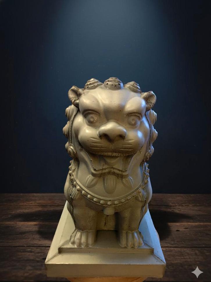 Uniek Handgemaakt Foo Dog Tuinbeeld – 25 cm – Massief (9 kg), Tuin en Terras, Tuinbeelden, Nieuw, Kunststof, Ophalen of Verzenden